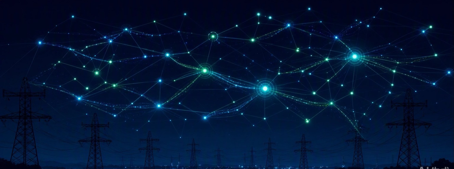 AI 电价预测：电网节点网络示意